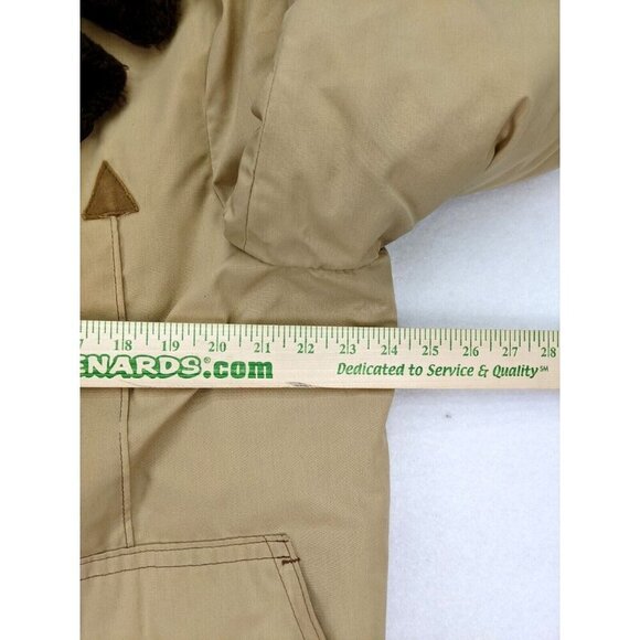 Vintage 70s Men's Coat Montgomery Ward Size 46L Beige Brown Faux Fur Lined - Picture 14 of 16